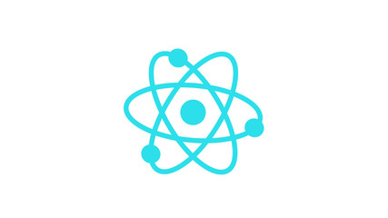 New aqua atom icon on white background,aqua atom,science icon,technology