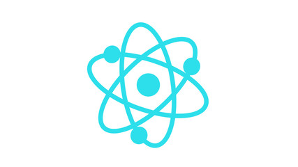 New aqua atom icon on white background,aqua atom,science icon,technology