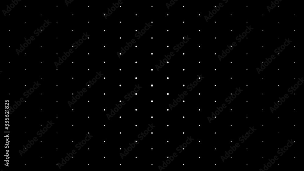 Poster dynamic black and white composition with dots scaling. retro and vintage pattern animation