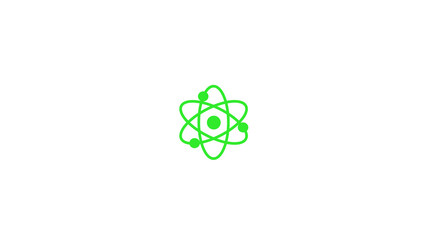 New green atom icon,science icon,Atom icon on white background