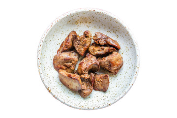 liver cream stew, creamy sauce (chicken liver, healthy diet eating) keto or paleo diet
menu concept background. top view. copy space for text