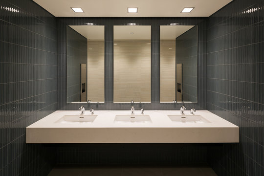New washroom in a modern office building