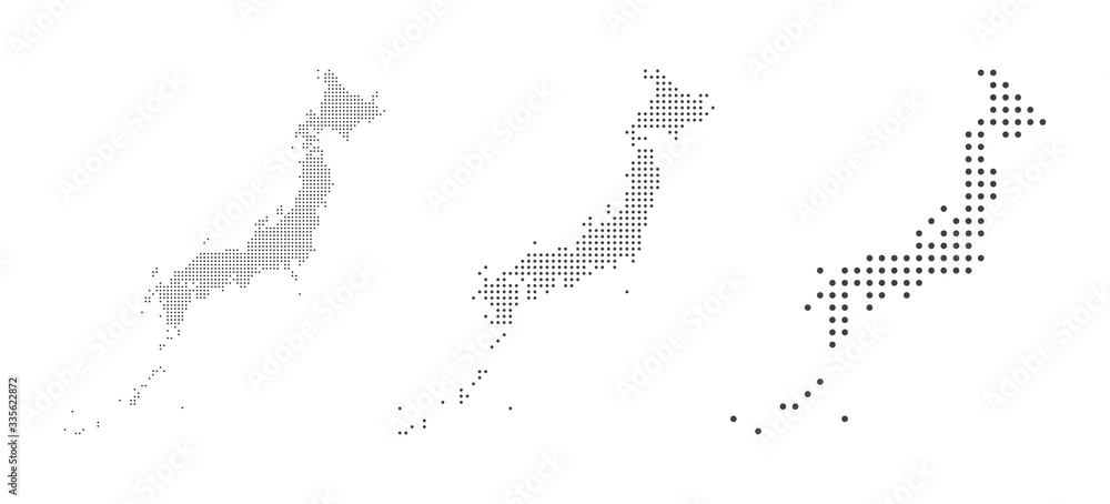 Wall mural abstract japan map with dot pixel spot modern concept design isolated on white background vector ill