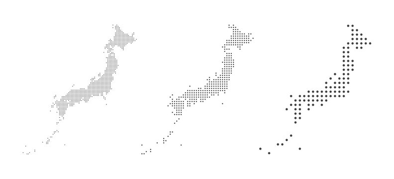 Abstract Japan Map with dot Pixel Spot Modern Concept Design Isolated on White background Vector illustration.