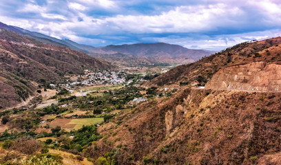 Aerial view at the small town of Sacapulas from the mountains in Guatemala.