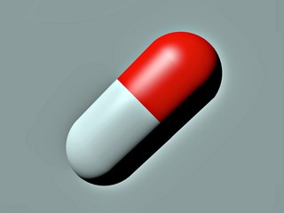 medicinal capsule colored red white