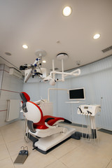 Beautiful white dental office with new modern equipment
