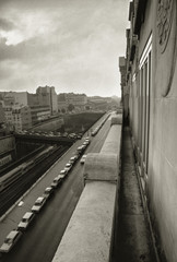 View from above of Paris street and train tracks