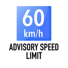 Advisory speed limit Information and Warning Road traffic street sign, vector illustration isolated on white background for learning, education, driving courses, sticker. From collection