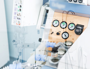 Image of medical ventilator. Hospital respiratory ventilation. Patient life saving machine. Intensive care unit ventilator