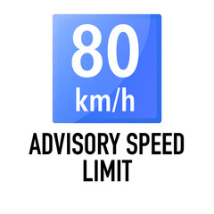 Advisory speed limit Information and Warning Road traffic street sign, vector illustration isolated on white background for learning, education, driving courses, sticker. From collection