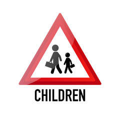 Children Information and Warning Road traffic street sign, vector illustration isolated on white background for learning, education, driving courses, sticker. From collection