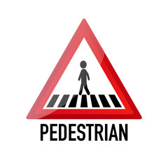 Pedestrian cross walk ahead Information and Warning Road traffic street sign, vector illustration isolated on white background for learning, education, driving courses, sticker. From collection