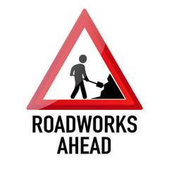 Roadworks ahead Information and Warning Road traffic street sign, vector illustration isolated on white background for learning, education, driving courses, sticker. From collection