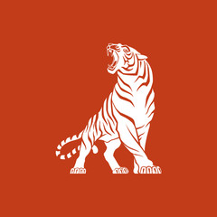 Tiger logo sign emblem vector illustration white