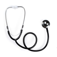 Stethoscope or phonendoscope, close up isolated on white background,
