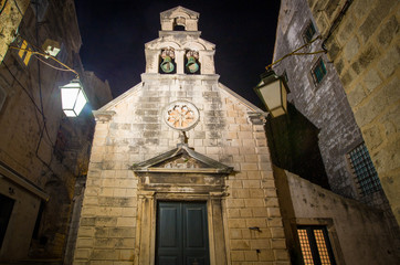 Stone Church at night in Dubrovnik