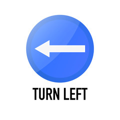 Turn Left Information and Warning Road traffic street sign, vector illustration isolated on white background for learning, education, driving courses, sticker. From collection