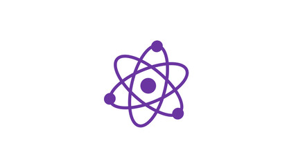 Amazing purple color atom icon on white background,New atom icon