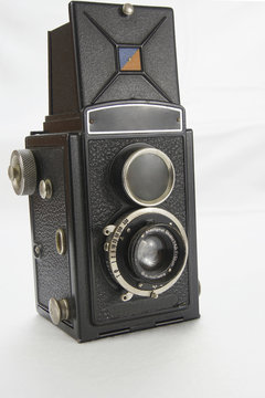 1930's vintage camera on a white background