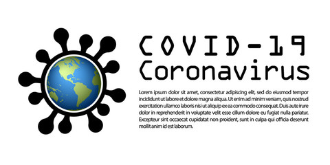 Coronavirus 2019-nCoV world infographic. Corona virus map banner. Planet 3D sign isolated white background. Pathogen respiratory infection. Poster bacteria pandemic. Corona-virus. Vector illustration