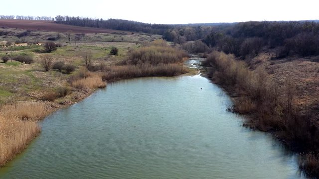 Beautiful landscape shooting from a height, Ponds and rivers from above,4к