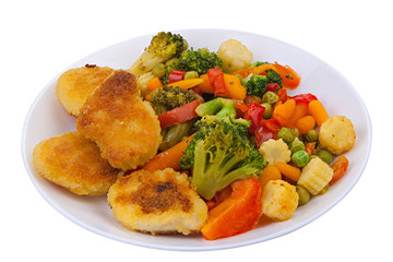 Frozen vegetables gorse or tomatoes corn peas bell peppers carrots on plate