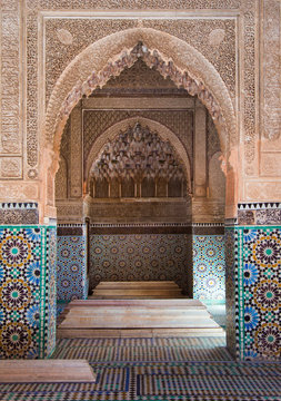 Arabic  architecture. Moroccan doors with colors.