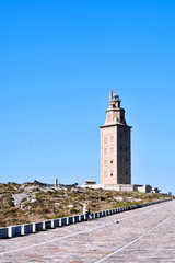 Hercules Tower in La Coruña, Galicia. Spain. Europe. October 9, 2019
