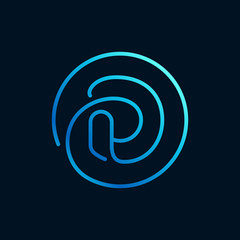 Fototapeta premium D letter logo in a circle. Impossible line style.