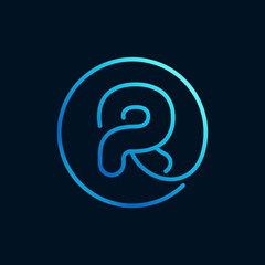 R letter logo in a circle. Impossible line style.