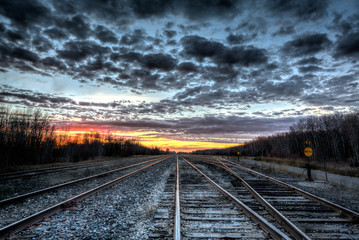 Railroad Tracks at Sunset