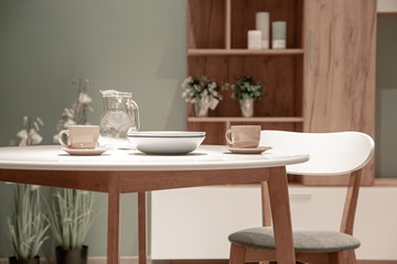 Modern kitchen interior in a store in a shopping center.