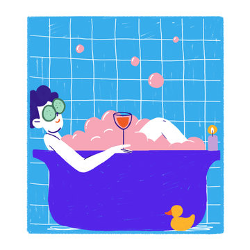 Person taking a relaxing bath