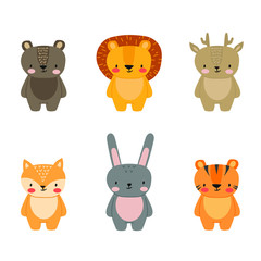 Set of funny animals in a flat style. Cute animals in a cartoon style. vector illustration EPS