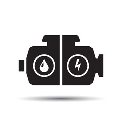 Hybrid Car Icon, electric motor.