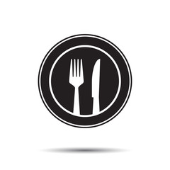Plate, fork and knife Icon.