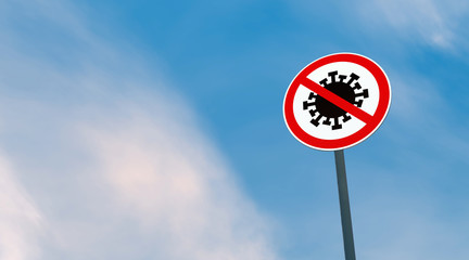 Corona Virus (Covid-19) traffic signs on the road