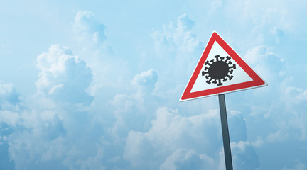 Corona Virus (Covid-19) traffic signs on the road