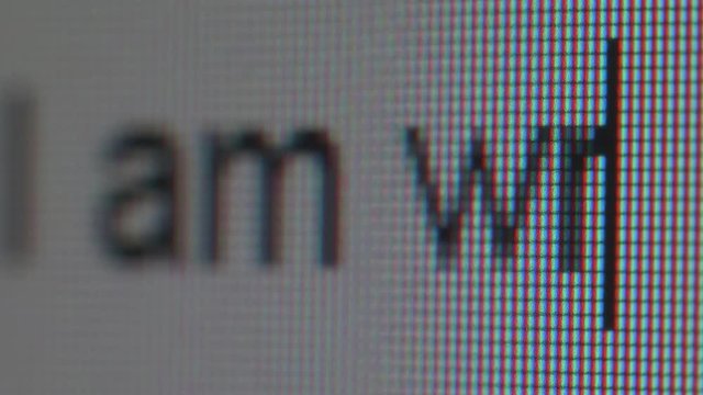 Extra close up view of writing a phrase I am writing to you from.