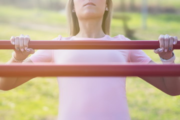 Woman Doing Australian Pull Ups
