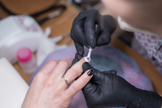 qr code manicure, female graceful hands