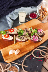 sandwiches with pate and cucumber for beer.