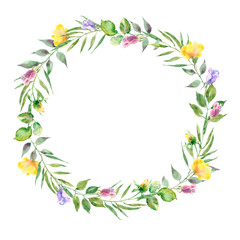 round wreath with yellow and pink flowers