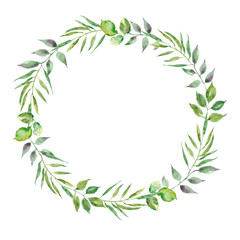 round simple wreath with green florals