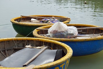 traditional round basket boat from vietnam