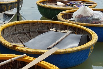 traditional round basket boat from vietnam