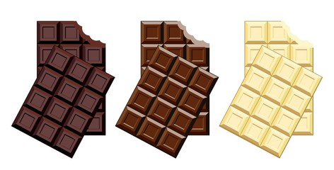 vector set of chocolate bar pieces