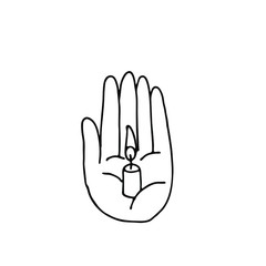 Hands folded in prayer. Preyer christian. Sketch style hand drawn elements. Stock outline vector illustration, isolated on white background.