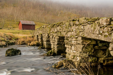Old stone bridge over the river 